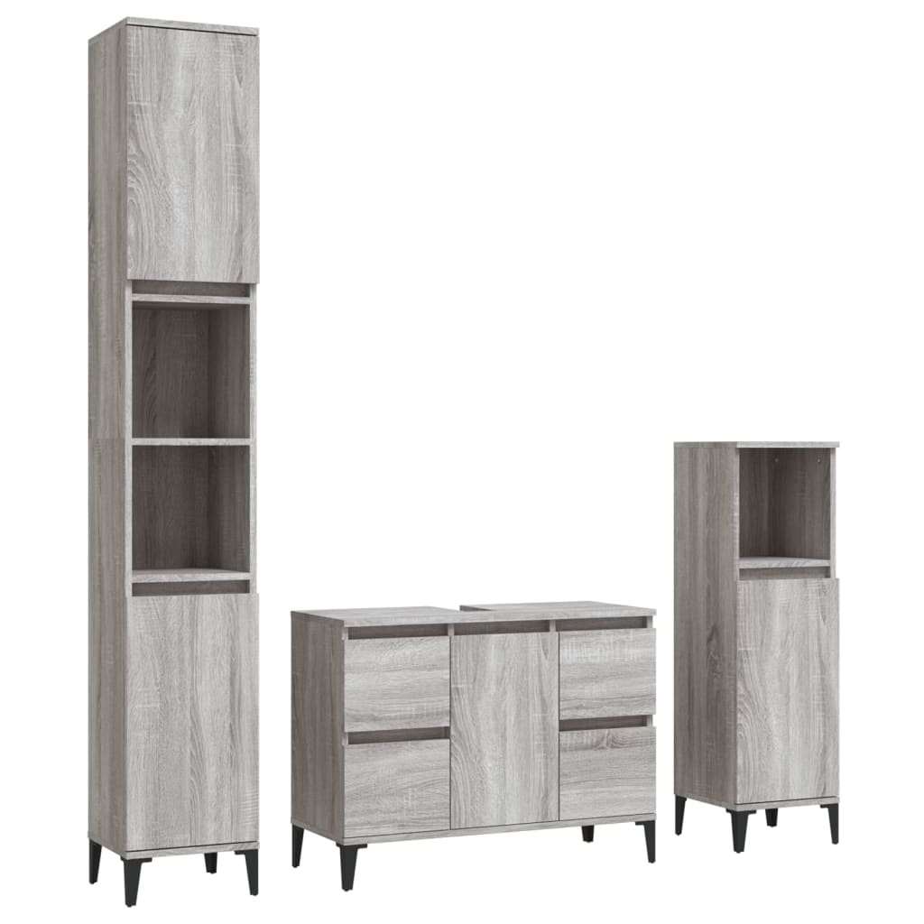 Ensemble de meubles de salle de bain 3 pcs Sonoma gris Ensembles de mobilier pour salles de bains vidaXL