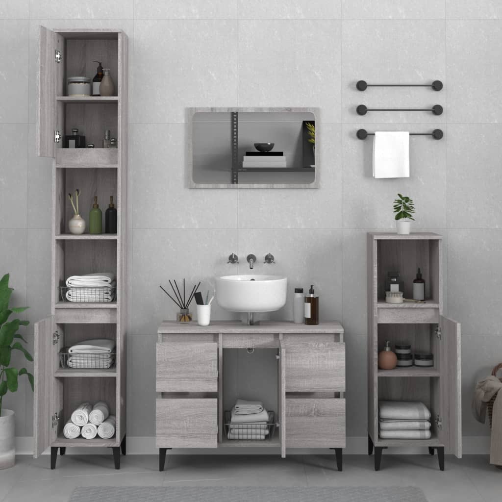 Ensemble de meubles de salle de bain 3 pcs Sonoma gris Ensembles de mobilier pour salles de bains vidaXL