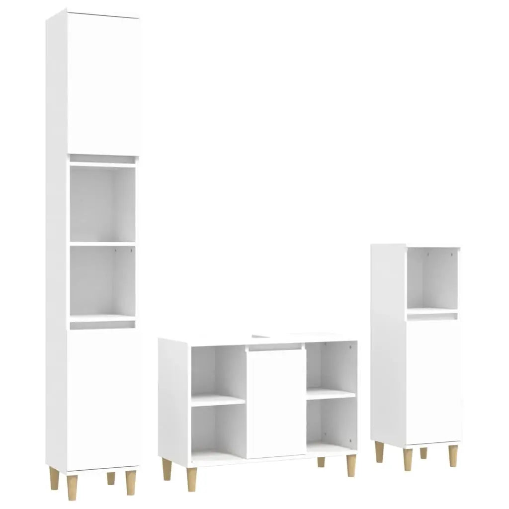 Ensemble de meubles salle de bain 3 pcs blanc bois d’ingénierie - XIOS