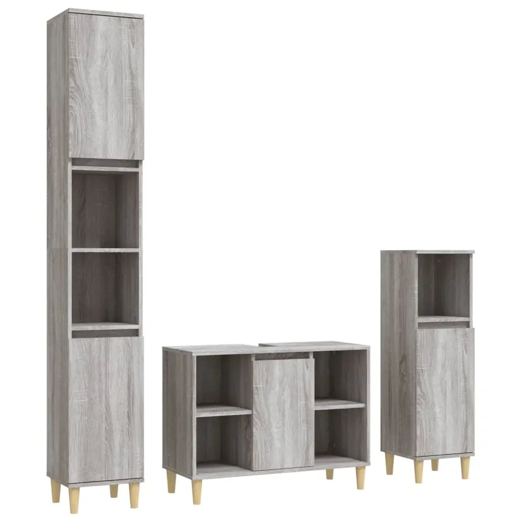 Ensemble de meubles de salle de bain 3 pcs Sonoma gris - XIOS