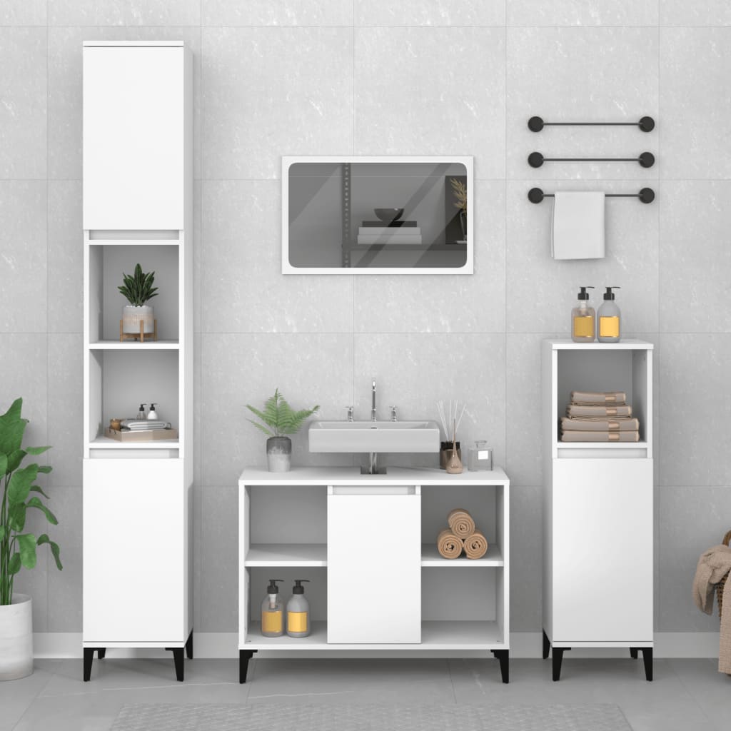 Ensemble de meubles salle de bain 3 pcs blanc bois d'ingénierie Ensembles de mobilier pour salles de bains vidaXL