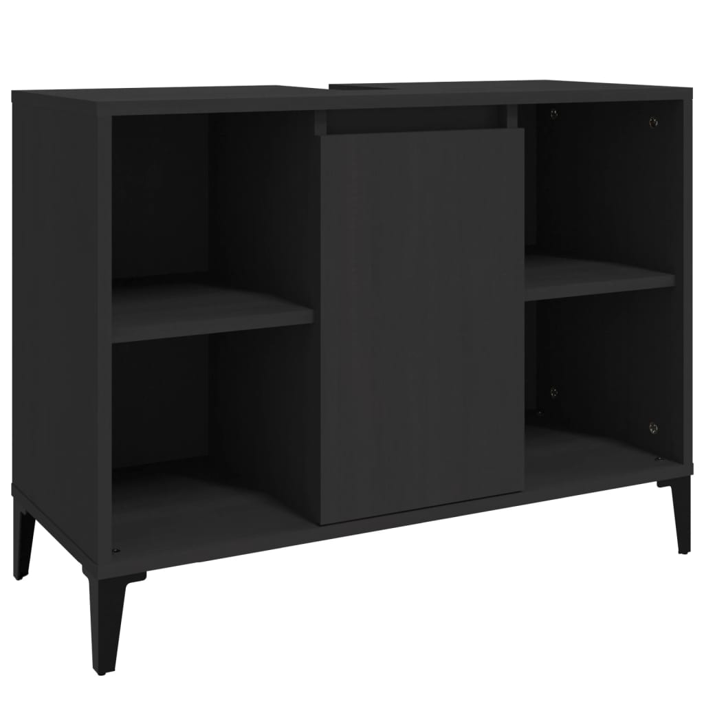 Ensemble de meubles salle de bain 3 pcs noir bois d'ingénierie Ensembles de mobilier pour salles de bains vidaXL