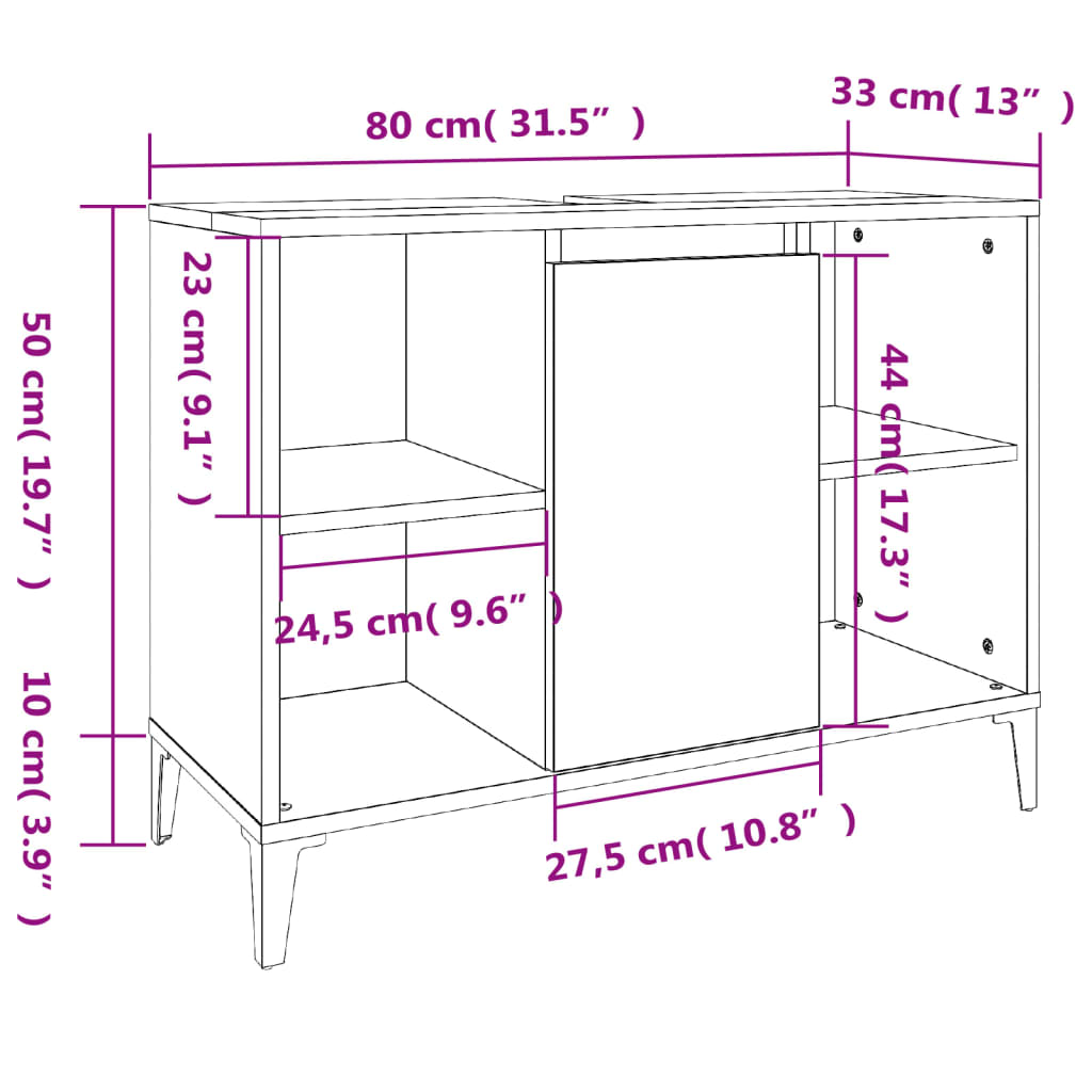 Ensemble de meubles de salle de bain 3 pcs Chêne fumé