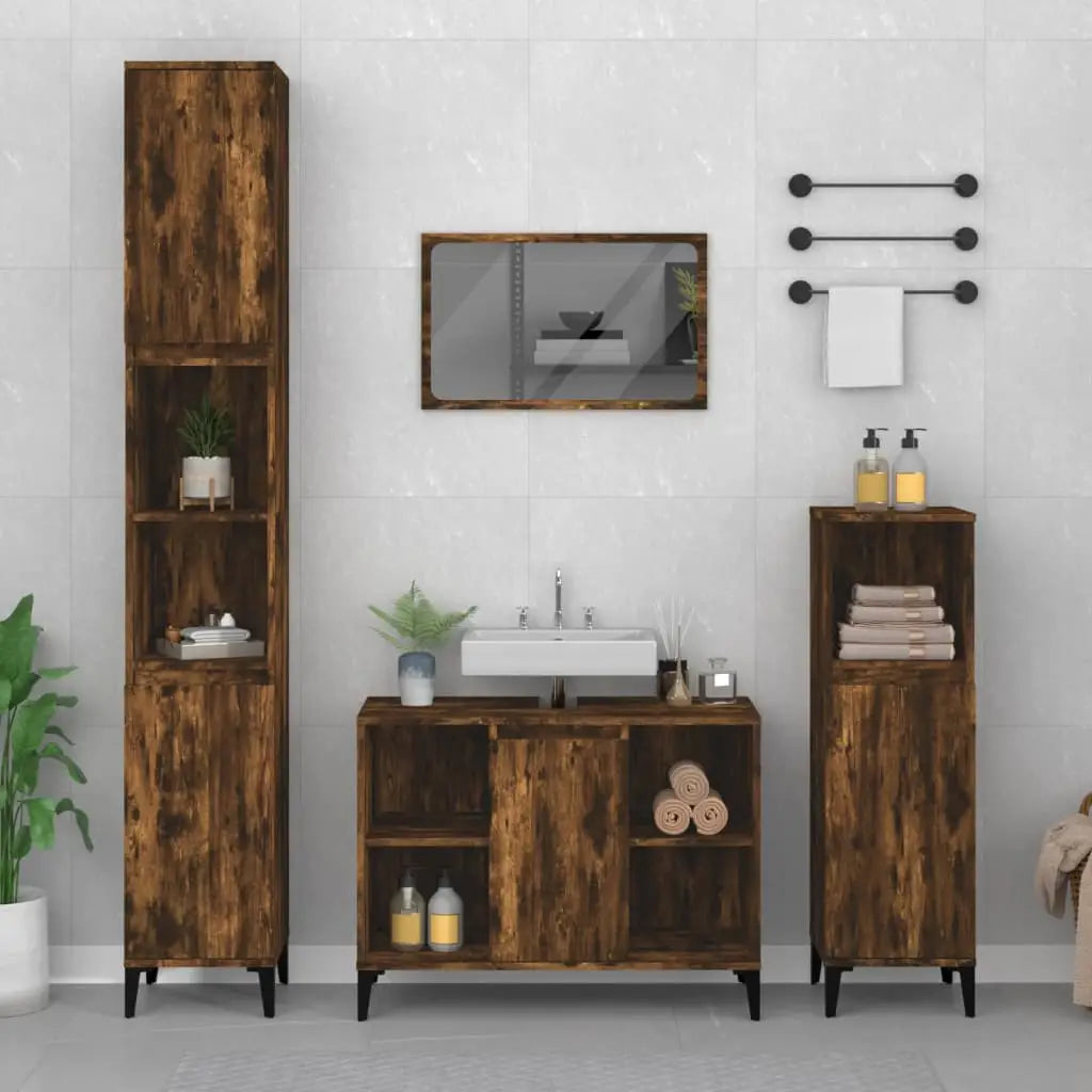 Ensemble de meubles de salle de bain 3 pcs Chêne fumé - XIOS