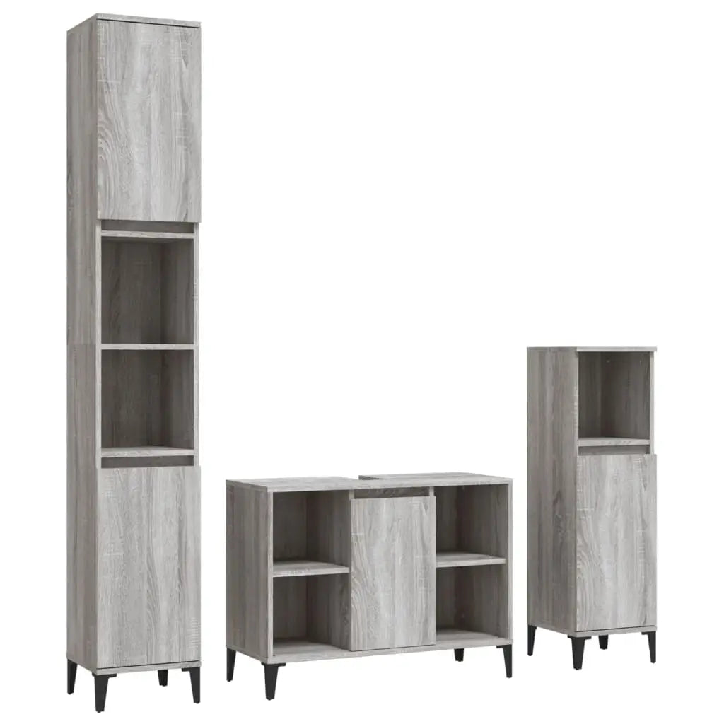 Ensemble de meubles de salle de bain 3 pcs Sonoma gris - XIOS