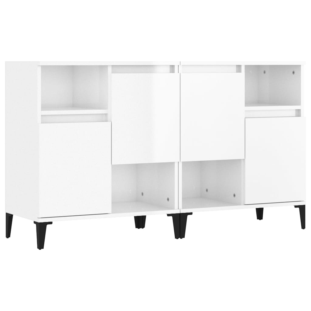 Buffets 2 pcs blanc brillant 60x35x70 cm bois d'ingénierie - XIOS