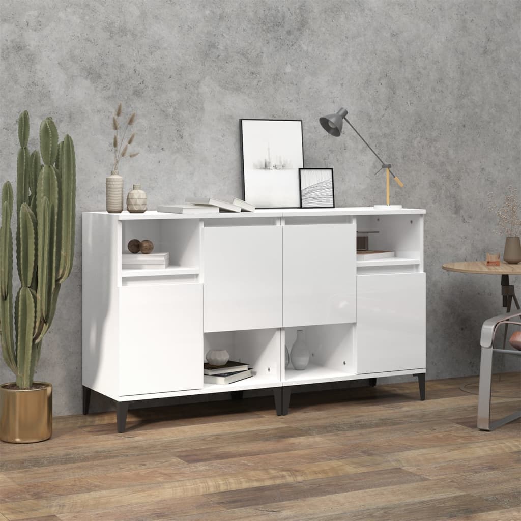 Buffets 2 pcs blanc brillant 60x35x70 cm bois d'ingénierie - XIOS