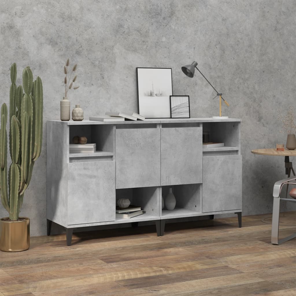 Buffets 2 pcs gris béton 60x35x70 cm bois d'ingénierie - XIOS
