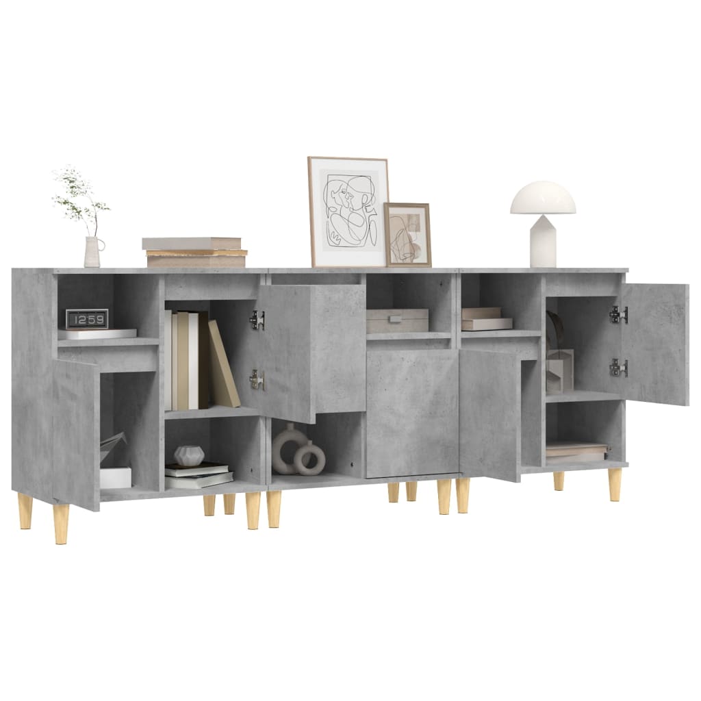 Buffets 3 pcs gris béton 60x35x70 cm bois d'ingénierie - XIOS