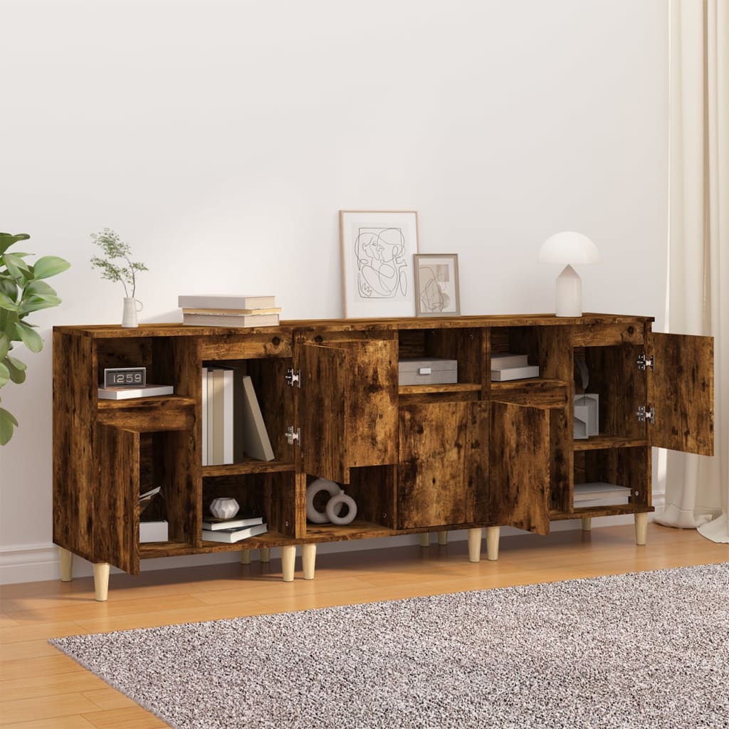 Buffets 3 pcs chêne fumé 60x35x70 cm bois d'ingénierie - XIOS