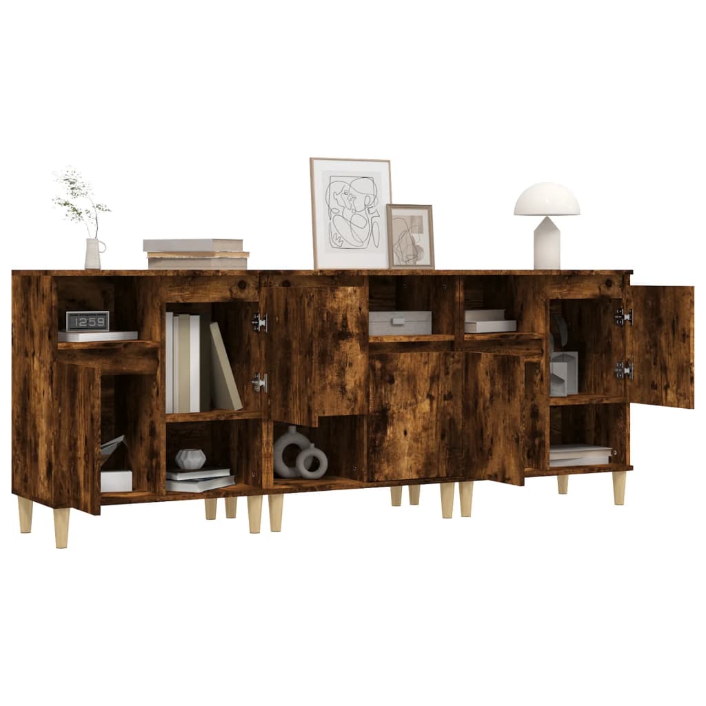 Buffets 3 pcs chêne fumé 60x35x70 cm bois d'ingénierie - XIOS