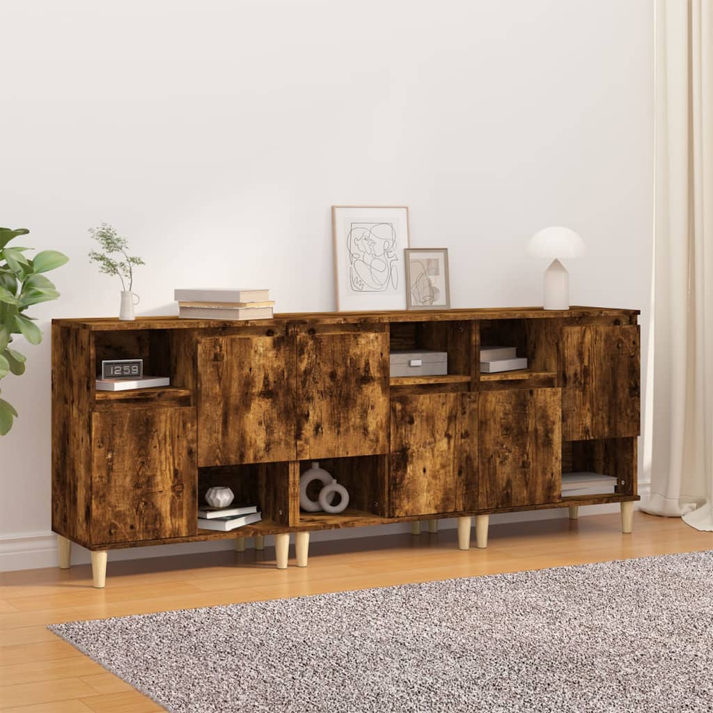 Buffets 3 pcs chêne fumé 60x35x70 cm bois d'ingénierie - XIOS