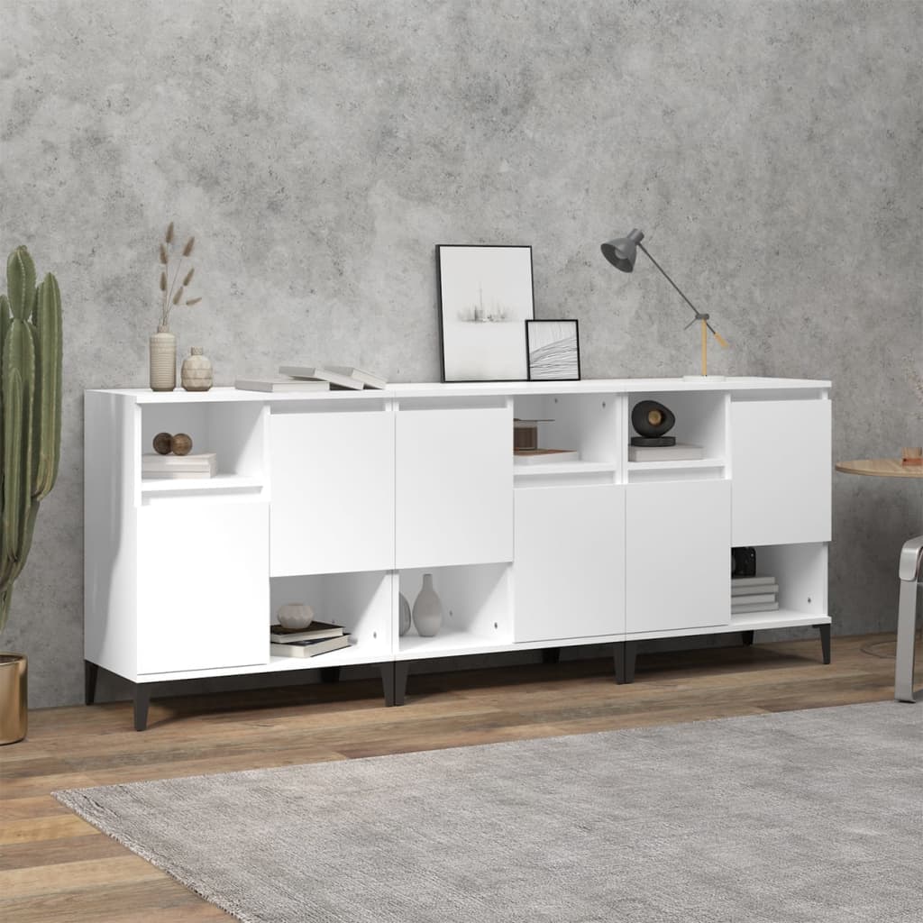 Buffets 3 pcs blanc 60x35x70 cm bois d'ingénierie - XIOS