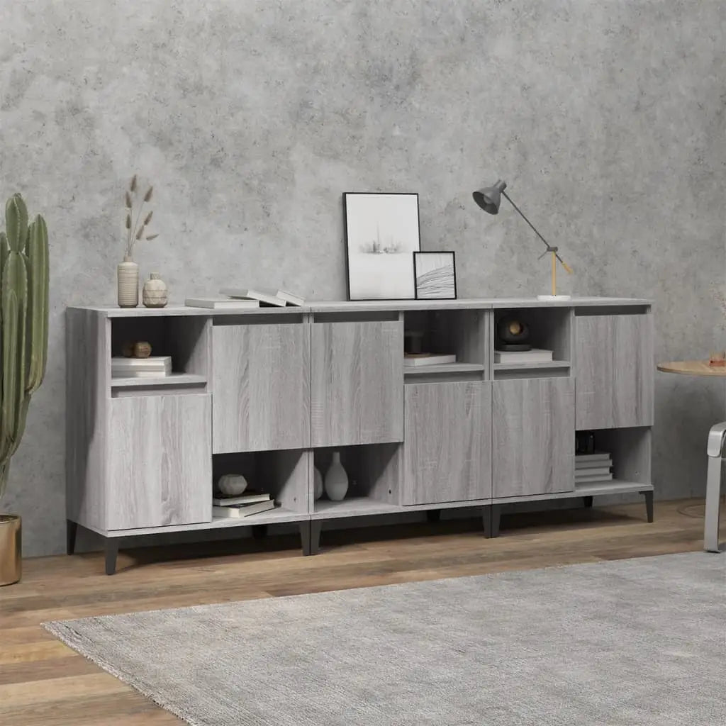 Buffets 3 pcs sonoma gris 60x35x70 cm bois d’ingénierie - XIOS