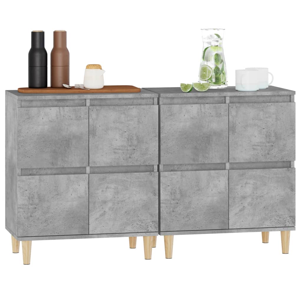 Buffets 2 pcs gris béton 60x35x70 cm bois d'ingénierie - XIOS