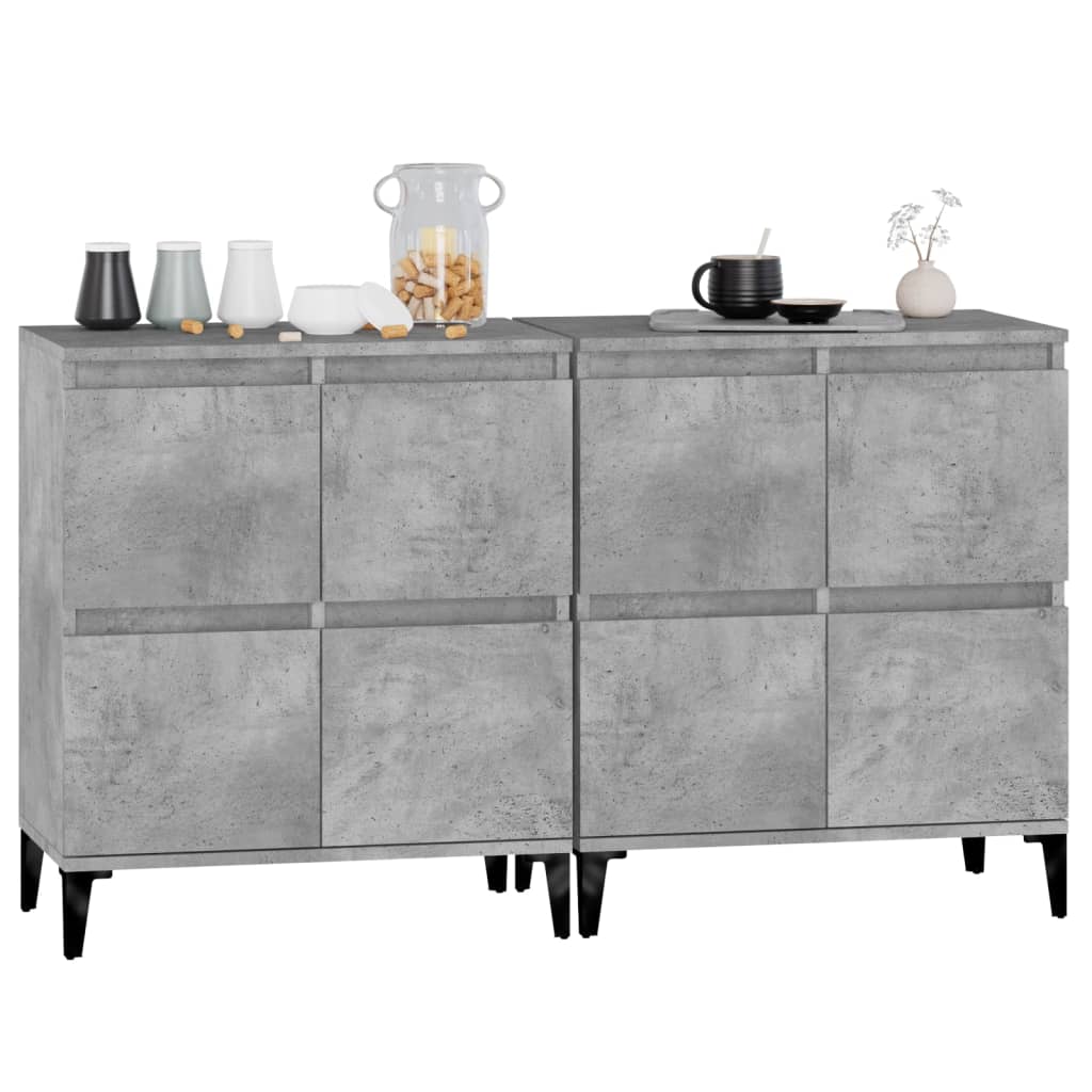 Buffets 2 pcs gris béton 60x35x70 cm bois d'ingénierie - XIOS