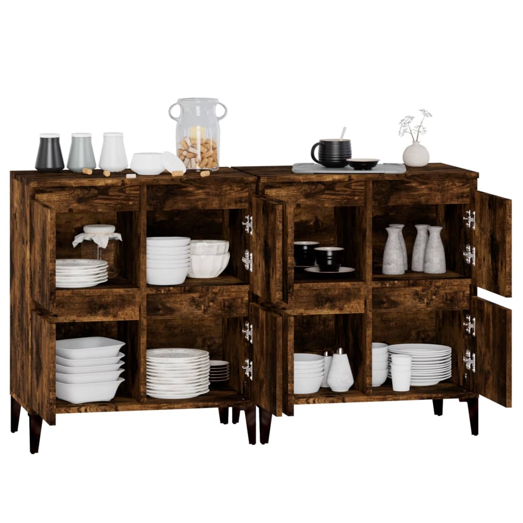 Buffets 2 pcs chêne fumé 60x35x70 cm bois d'ingénierie - XIOS