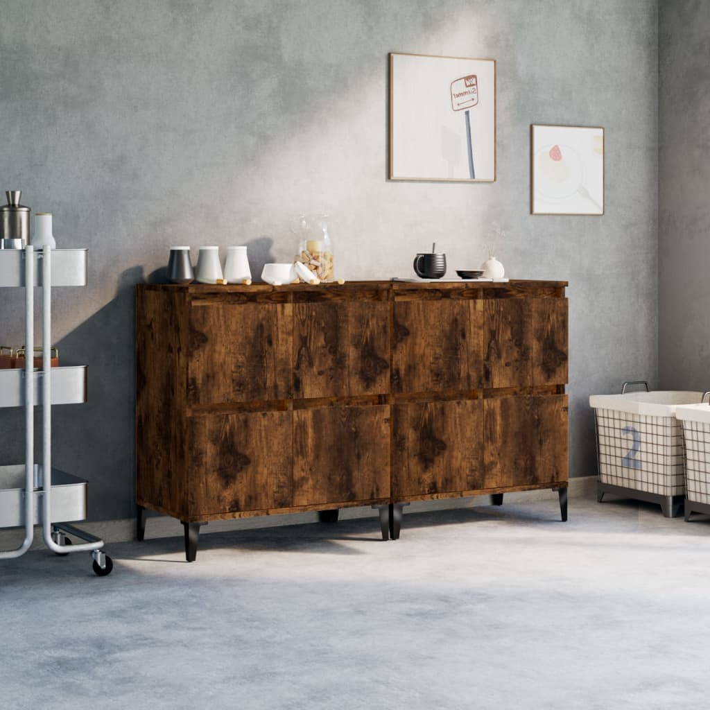 Buffets 2 pcs chêne fumé 60x35x70 cm bois d'ingénierie - XIOS