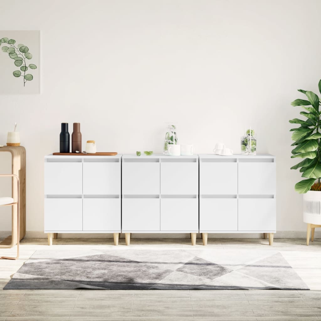 Buffets 3 pcs blanc 60x35x70 cm bois d'ingénierie - XIOS