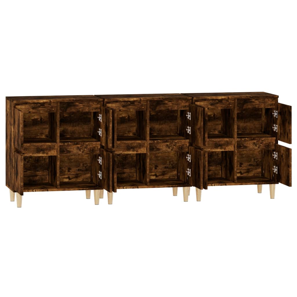 Buffets 3 pcs chêne fumé 60x35x70 cm bois d'ingénierie - XIOS