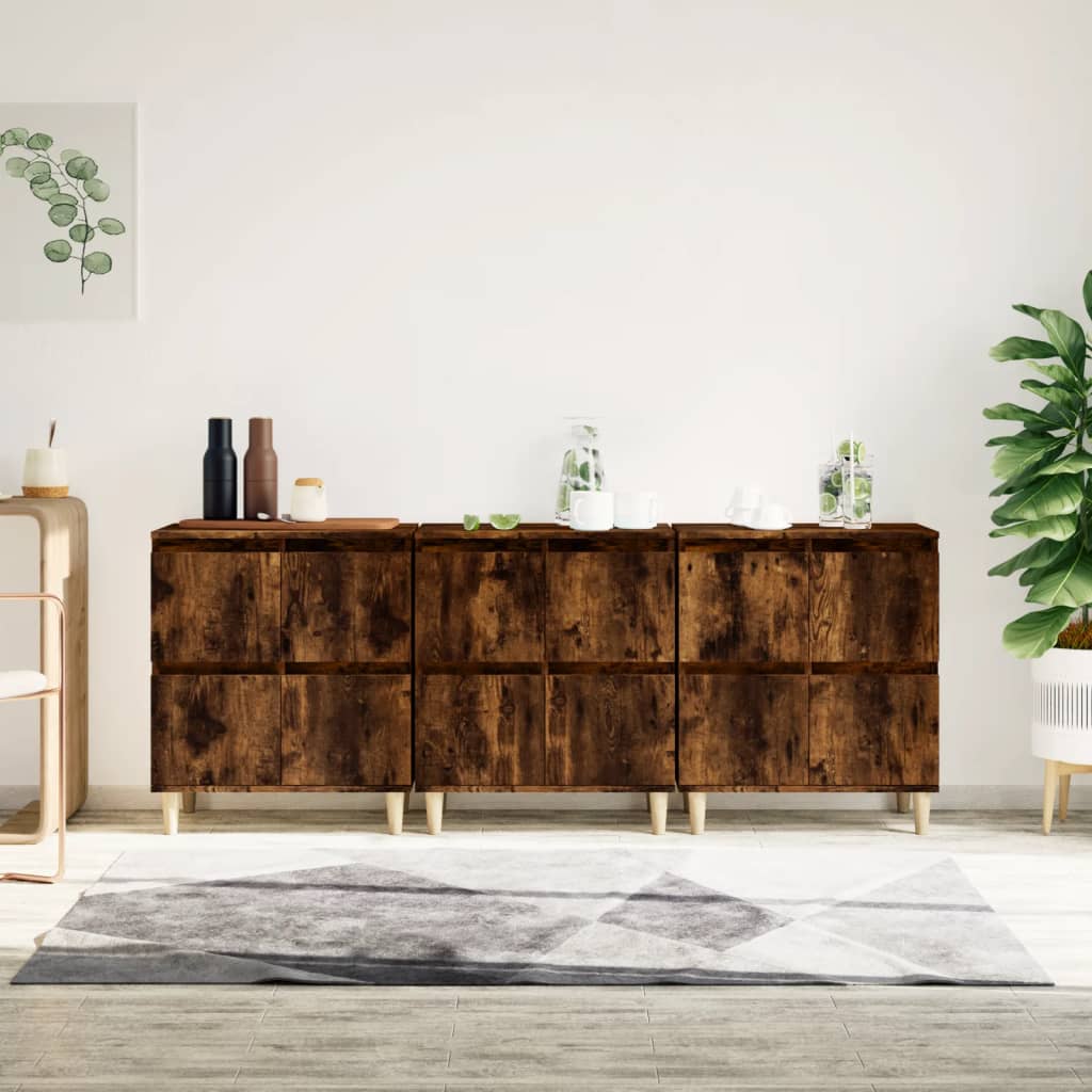 Buffets 3 pcs chêne fumé 60x35x70 cm bois d'ingénierie - XIOS