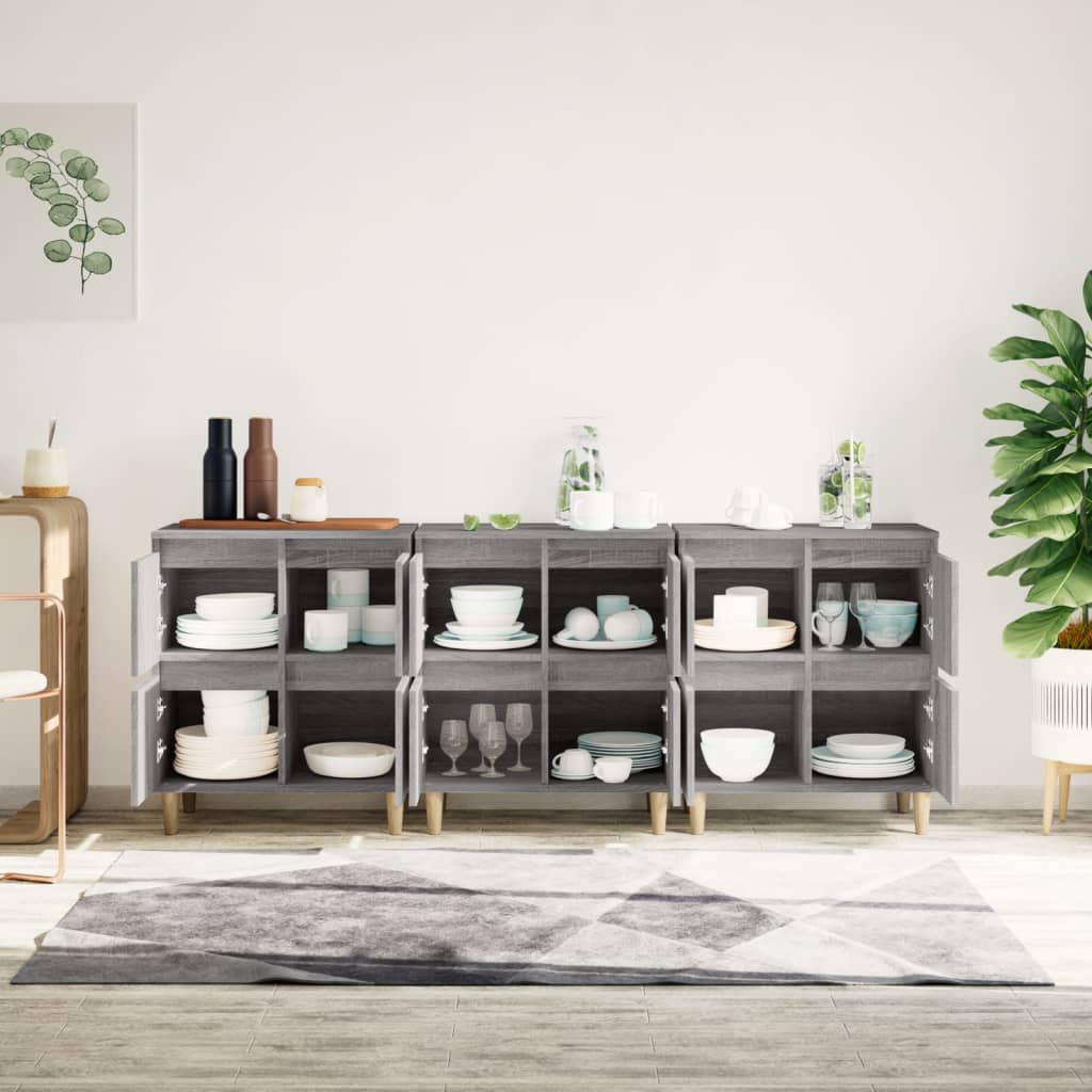 Buffets 3 pcs sonoma gris 60x35x70 cm bois d'ingénierie - XIOS