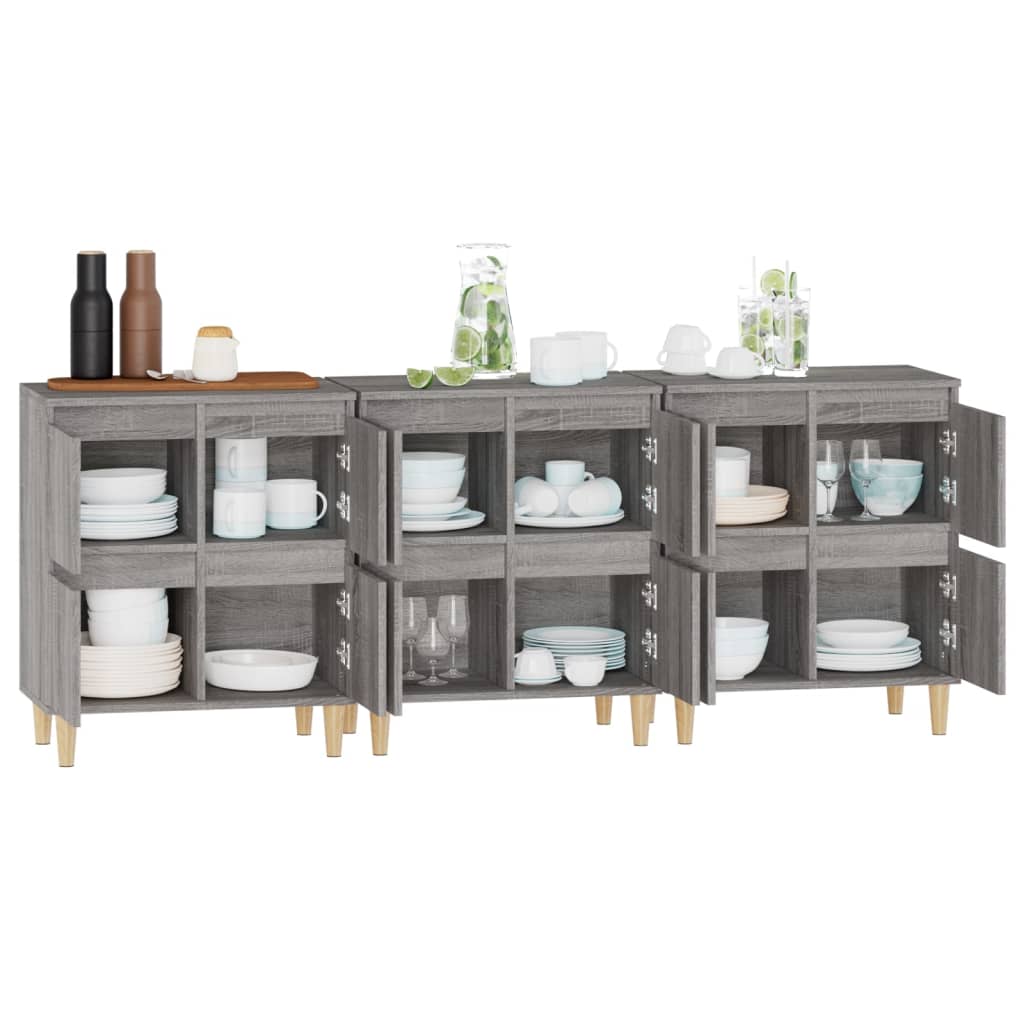 Buffets 3 pcs sonoma gris 60x35x70 cm bois d'ingénierie - XIOS