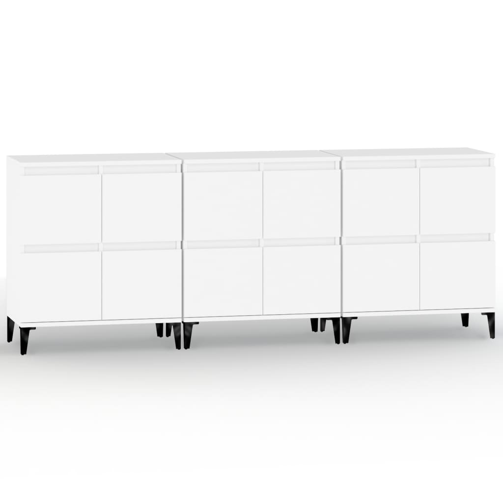 Buffets 3 pcs blanc 60x35x70 cm bois d'ingénierie - XIOS