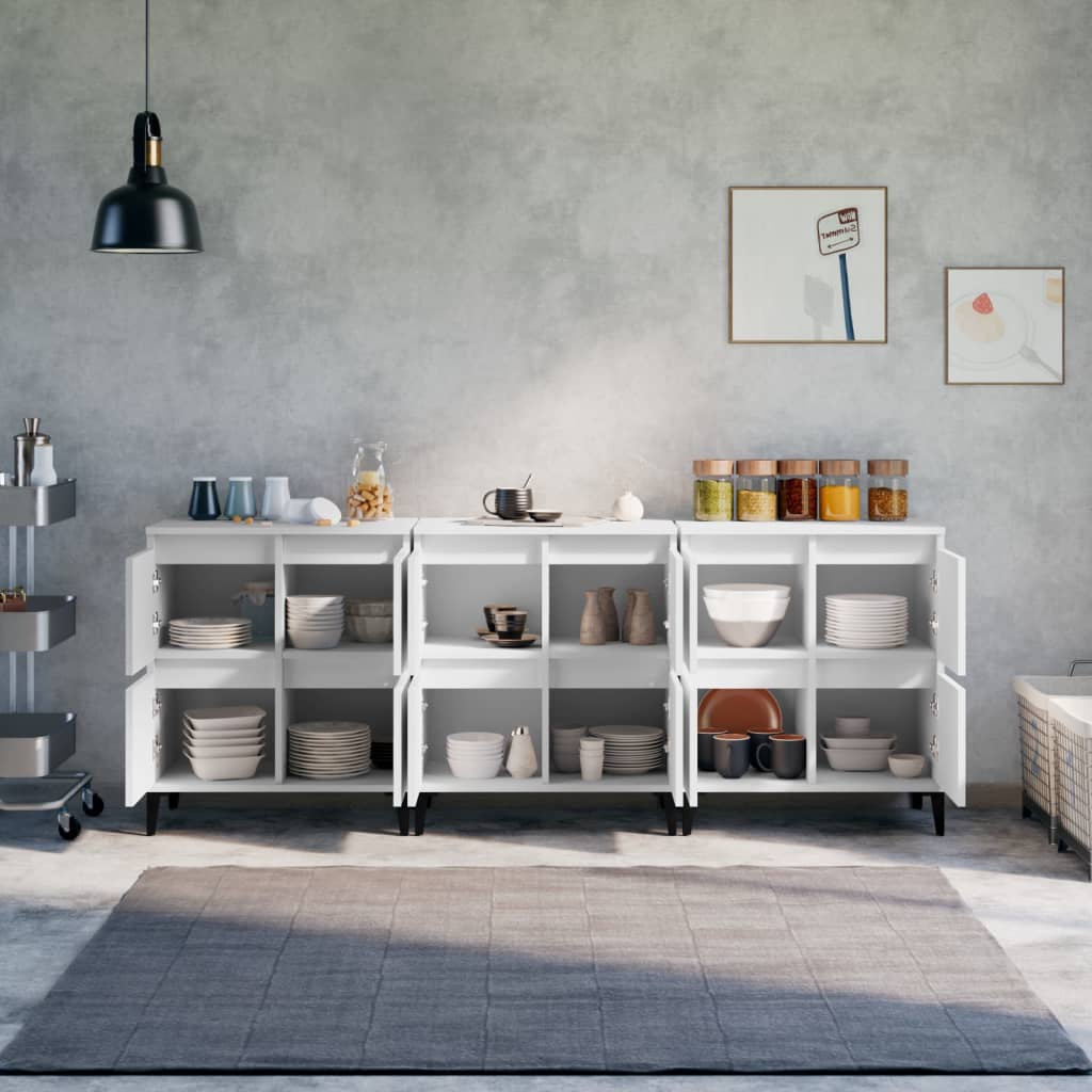 Buffets 3 pcs blanc 60x35x70 cm bois d'ingénierie - XIOS