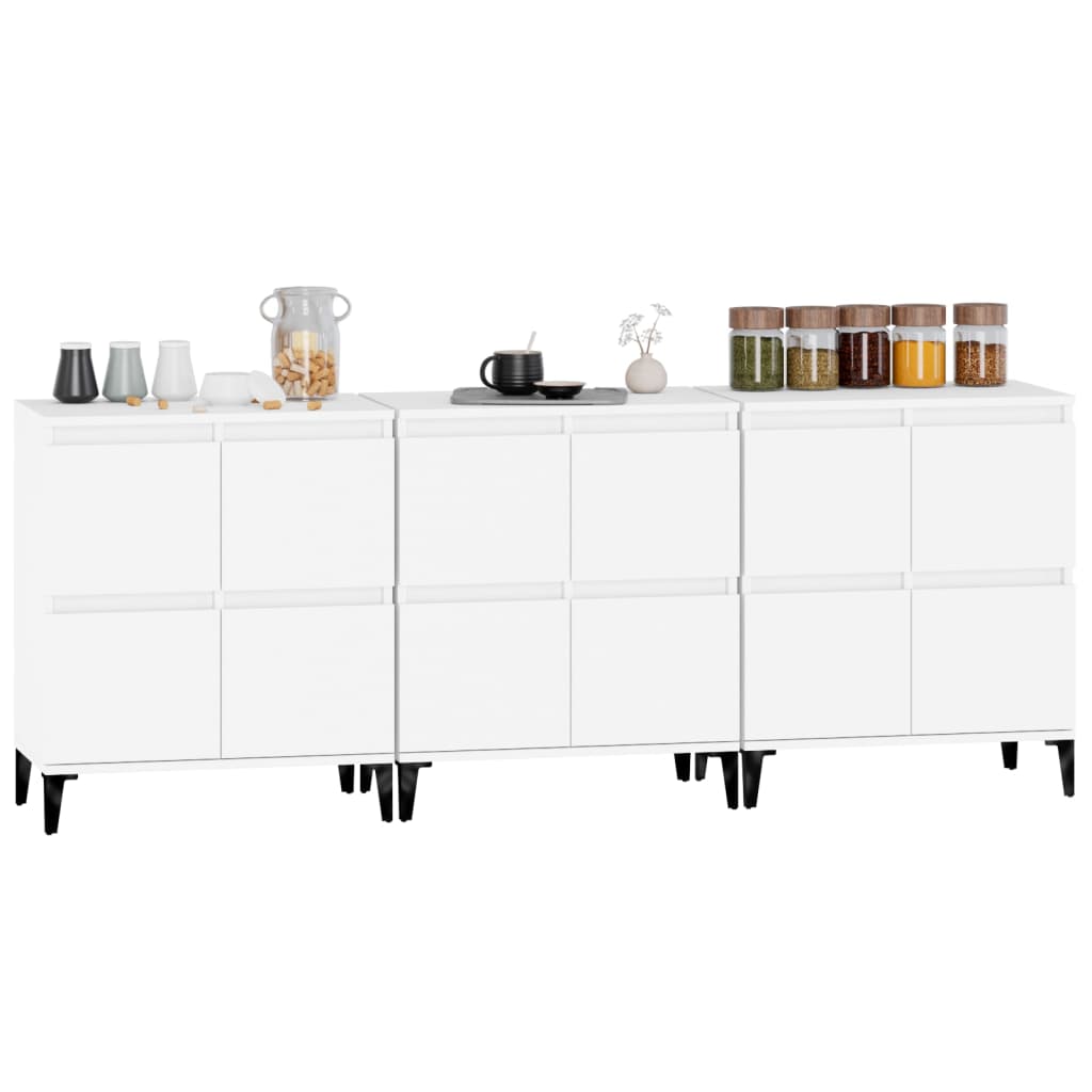Buffets 3 pcs blanc 60x35x70 cm bois d'ingénierie - XIOS