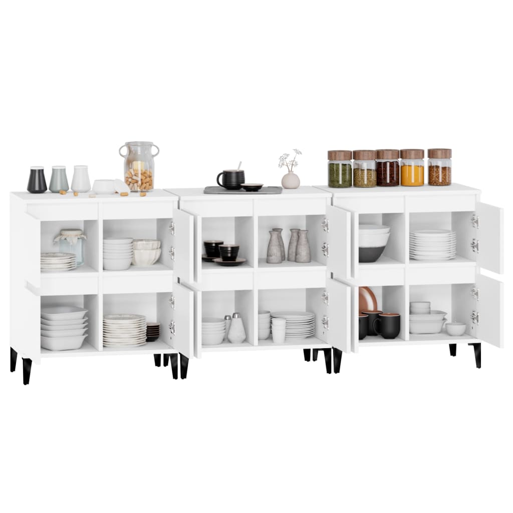 Buffets 3 pcs blanc 60x35x70 cm bois d'ingénierie - XIOS