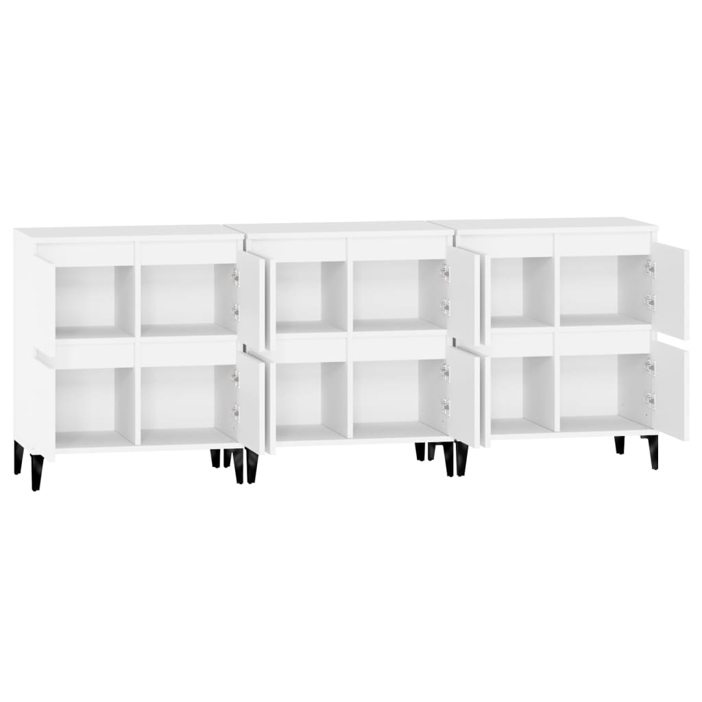 Buffets 3 pcs blanc 60x35x70 cm bois d'ingénierie - XIOS