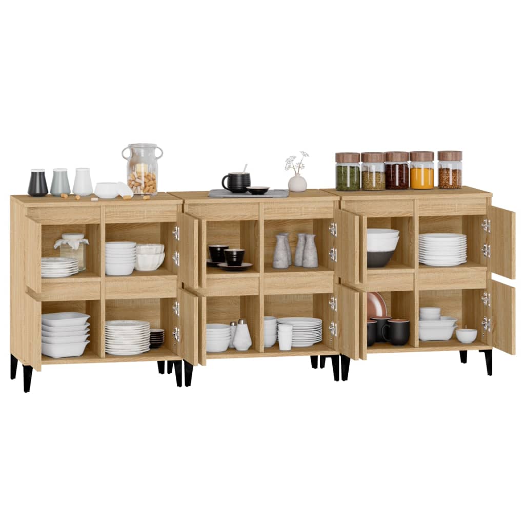Buffets 3 pcs chêne sonoma 60x35x70 cm bois d'ingénierie - XIOS