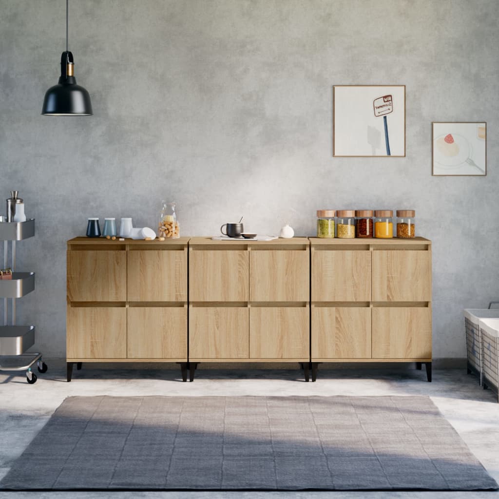 Buffets 3 pcs chêne sonoma 60x35x70 cm bois d'ingénierie - XIOS