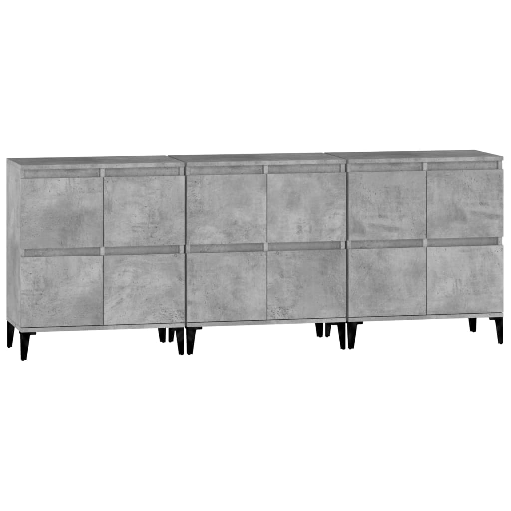 Buffets 3 pcs gris béton 60x35x70 cm bois d'ingénierie - XIOS