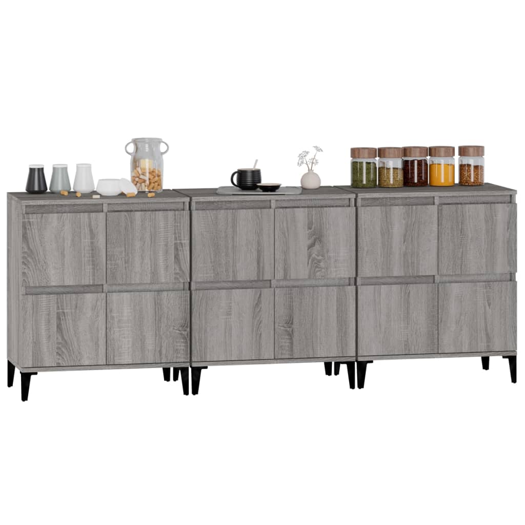 Buffets 3 pcs sonoma gris 60x35x70 cm bois d'ingénierie - XIOS