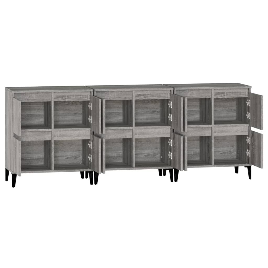Buffets 3 pcs sonoma gris 60x35x70 cm bois d'ingénierie - XIOS