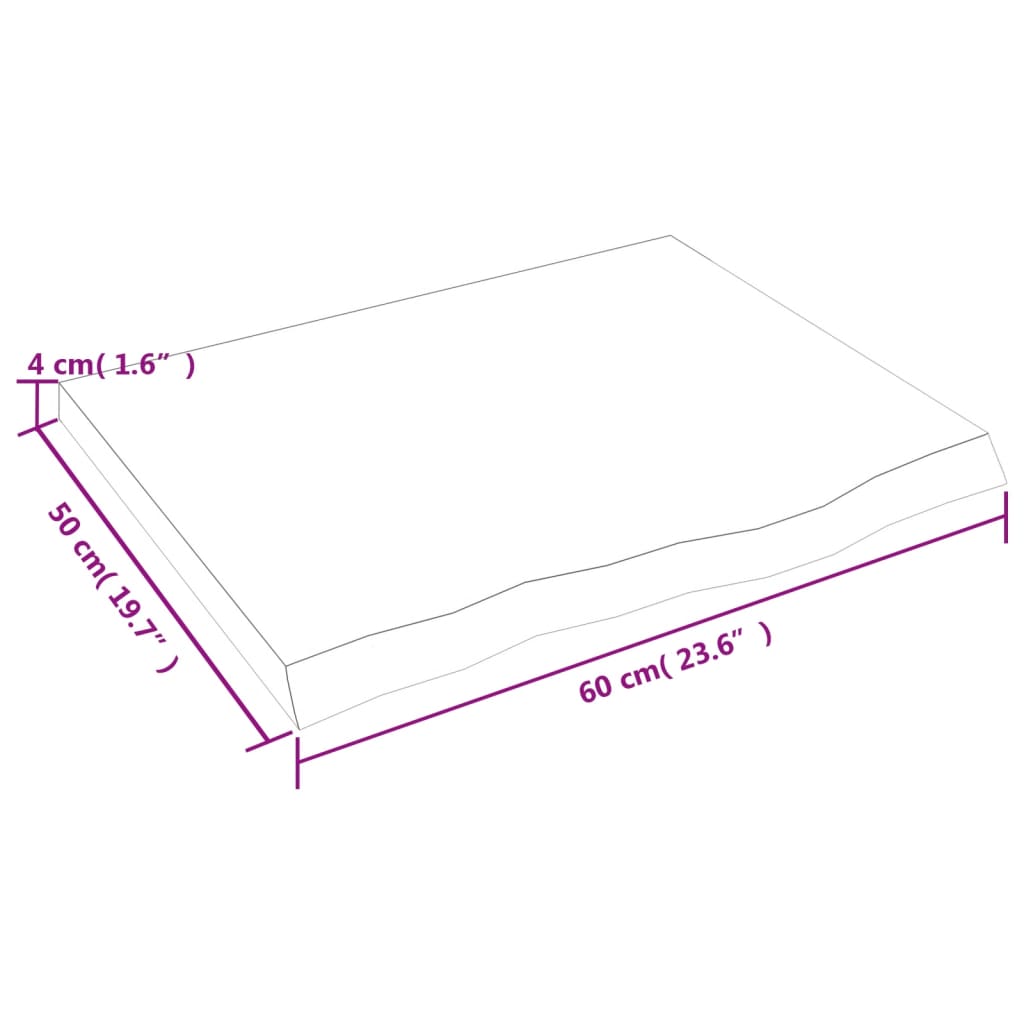 Dessus de table 60x50x(2-4) cm bois de chêne massif non traité - XIOS