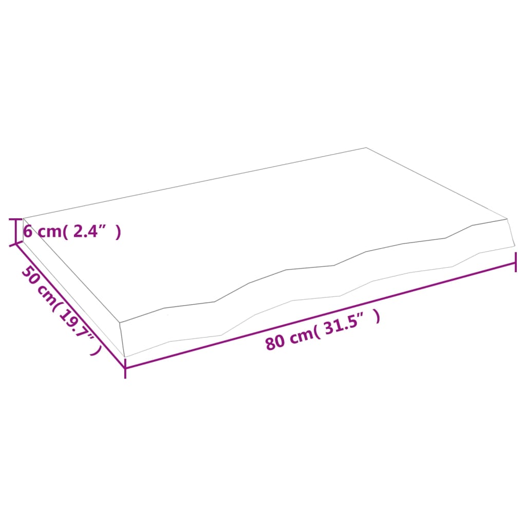 Dessus de table 80x50x(2-6) cm bois de chêne massif non traité - XIOS