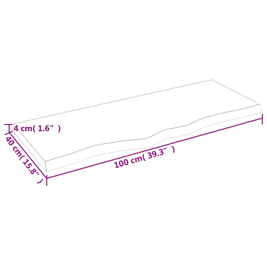 Dessus de table 100x40x(2-4) cm bois de chêne massif non traité - XIOS