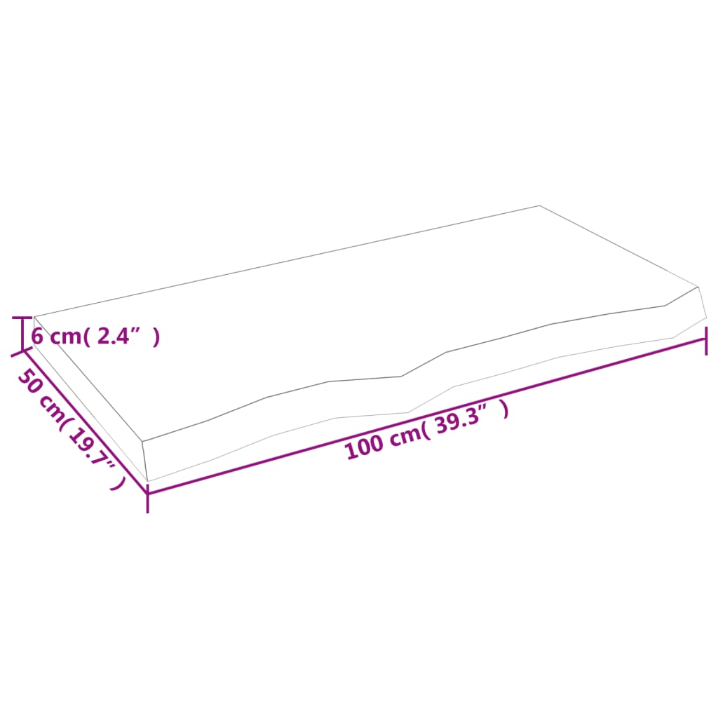 Dessus de table 100x50x(2-6) cm bois de chêne massif non traité - XIOS