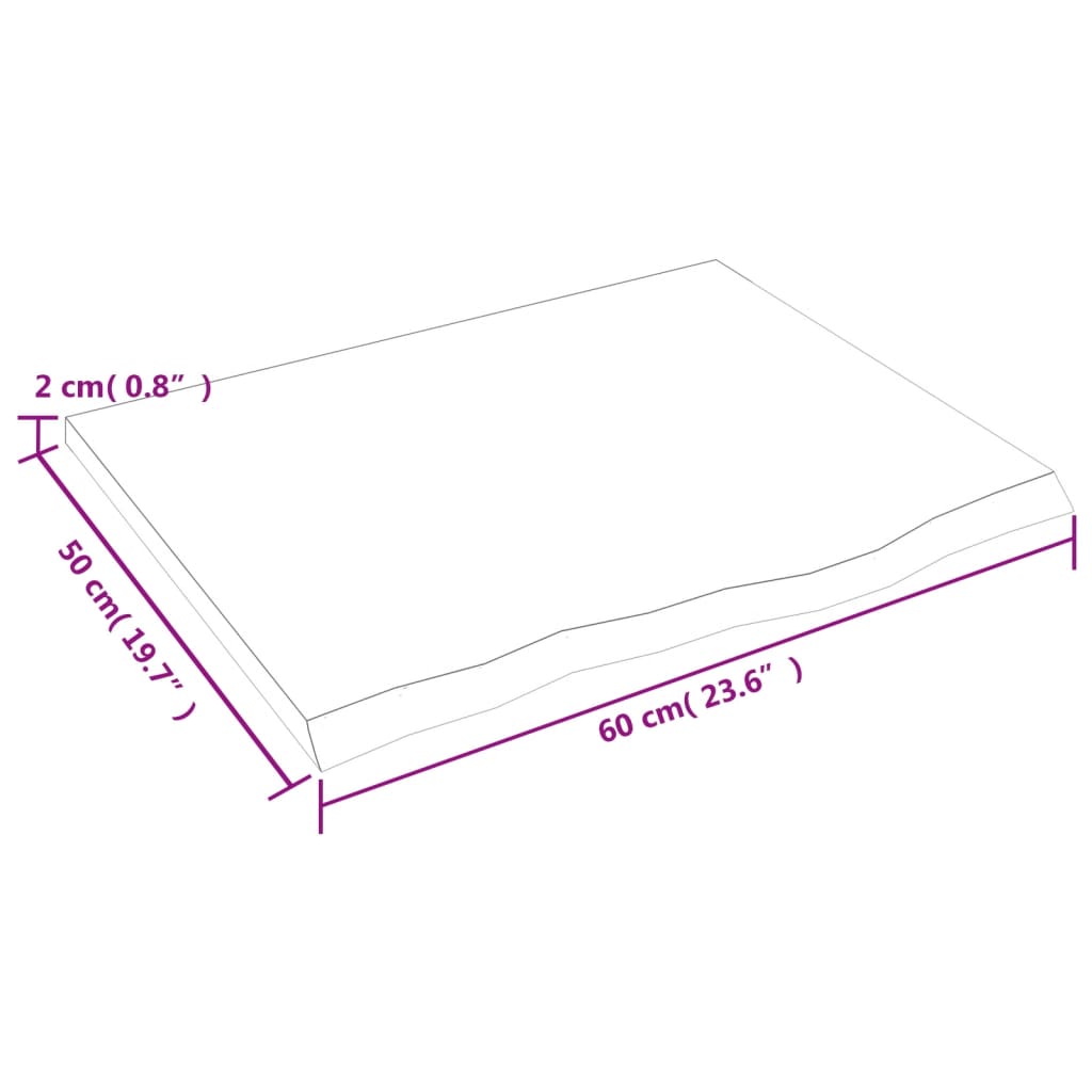 Dessus de table marron clair 60x50x2 cm bois chêne traité - XIOS