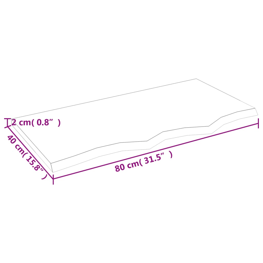 Dessus de table marron clair 80x40x2 cm bois chêne traité - XIOS