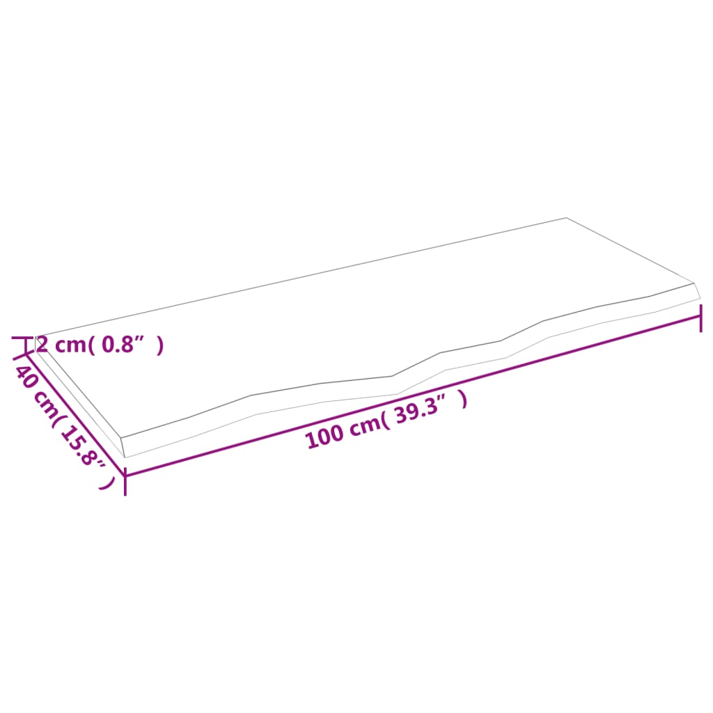 Dessus de table marron clair 100x40x2 cm bois chêne traité - XIOS