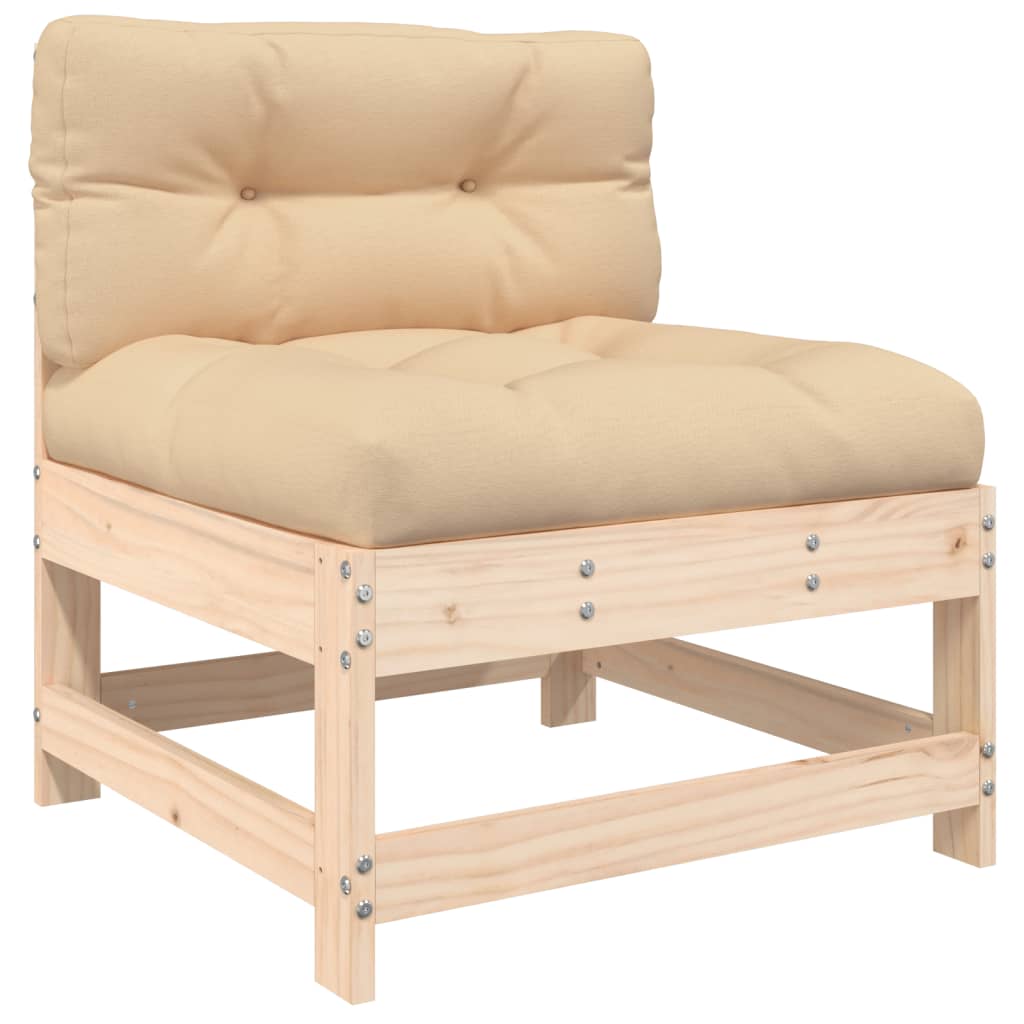 Salon de jardin 6 pcs avec coussins bois massif