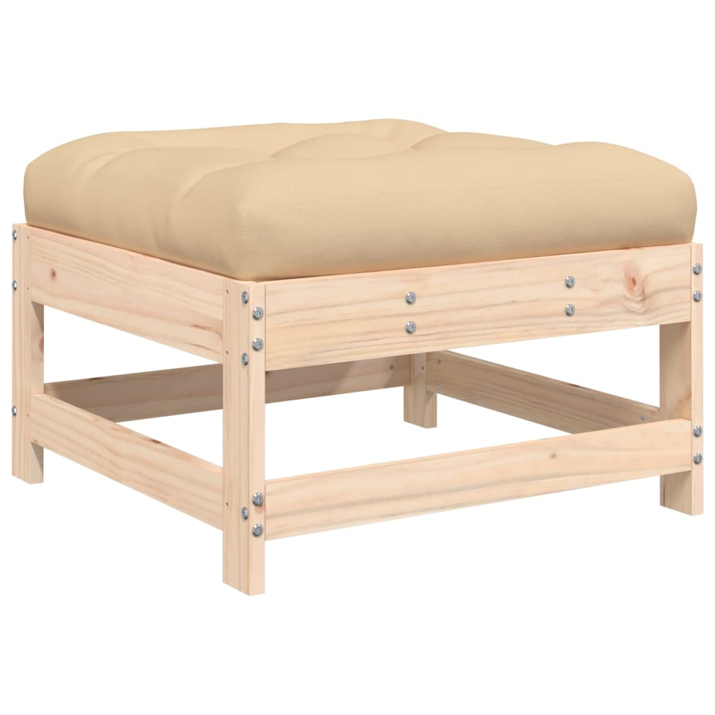 Salon de jardin 6 pcs avec coussins bois massif