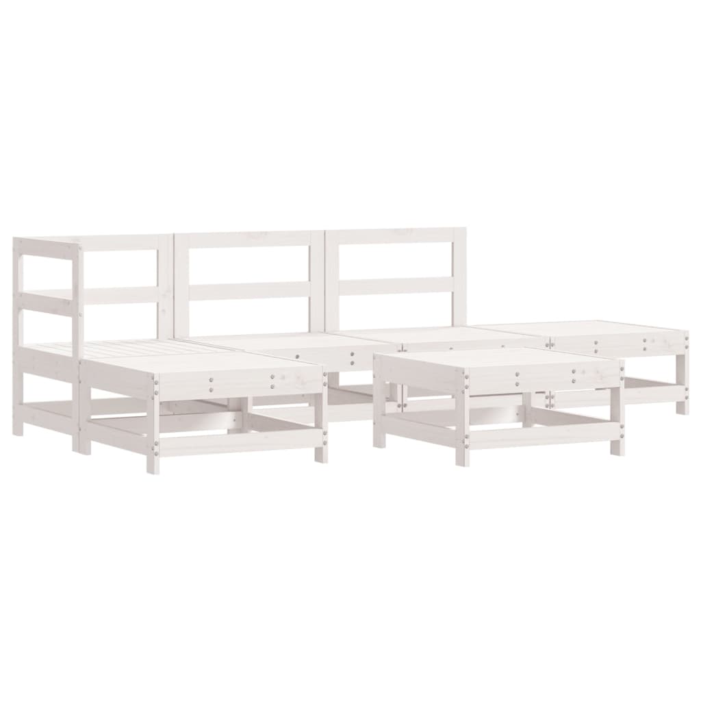 Salon de jardin 6 pcs avec coussins blanc bois massif