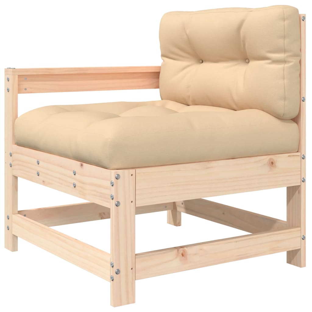Salon de jardin 6 pcs avec coussins bois massif