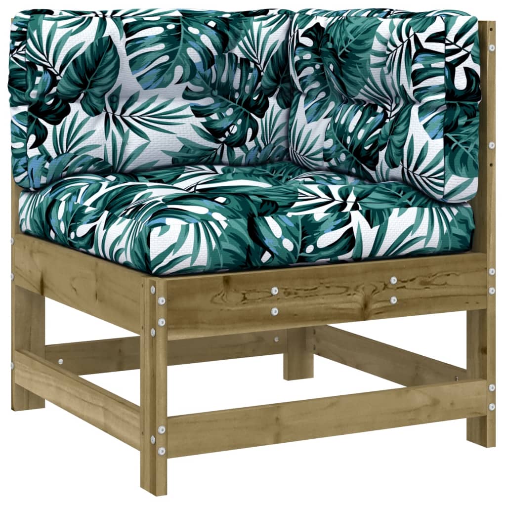 Salon de jardin 5 pcs avec coussins bois de pin imprégné