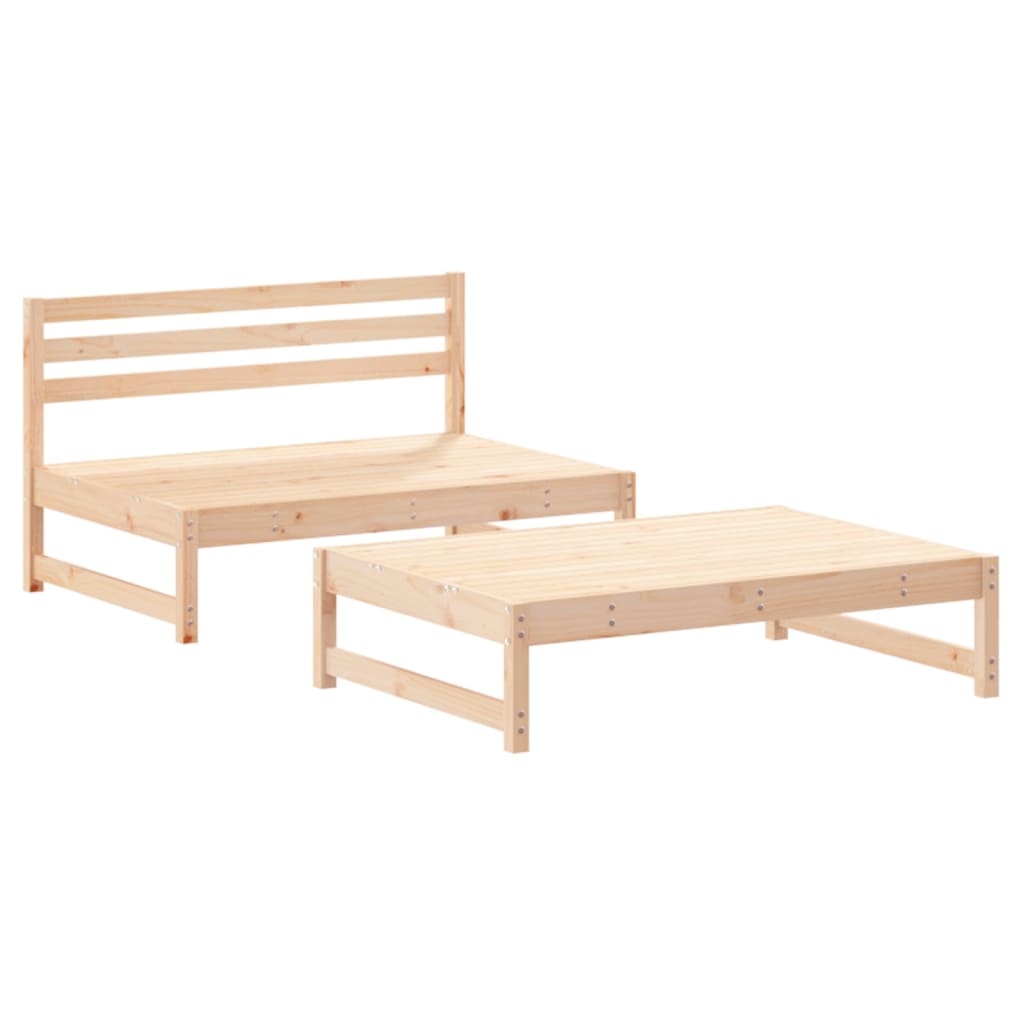 Salon de jardin 2 pcs avec coussins bois massif